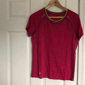 Smartwool PHD Ultra Light Merino Wool Short Sleeve Base Layer Pink Large